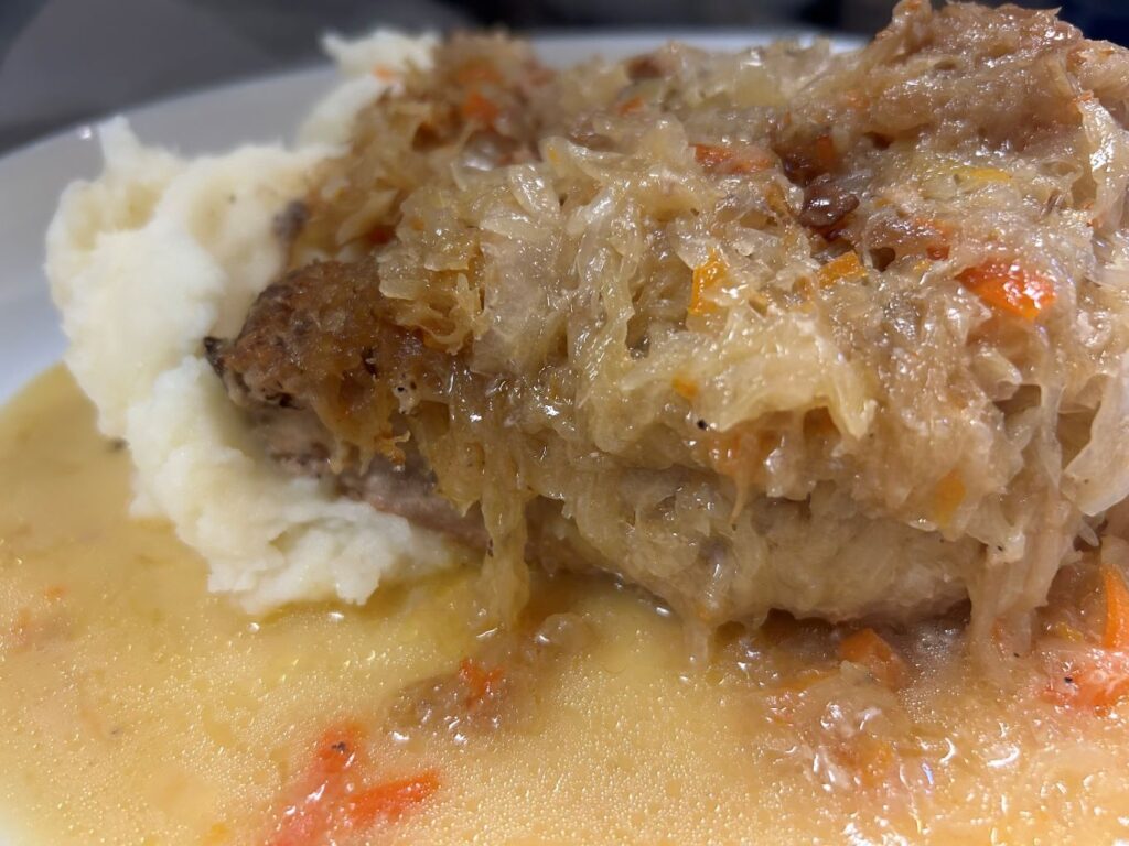 Kat's Pork and Sauerkraut Polish Dinner.
