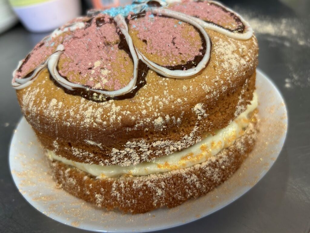 Kat's Sprinkle Cream Flower Cake.
