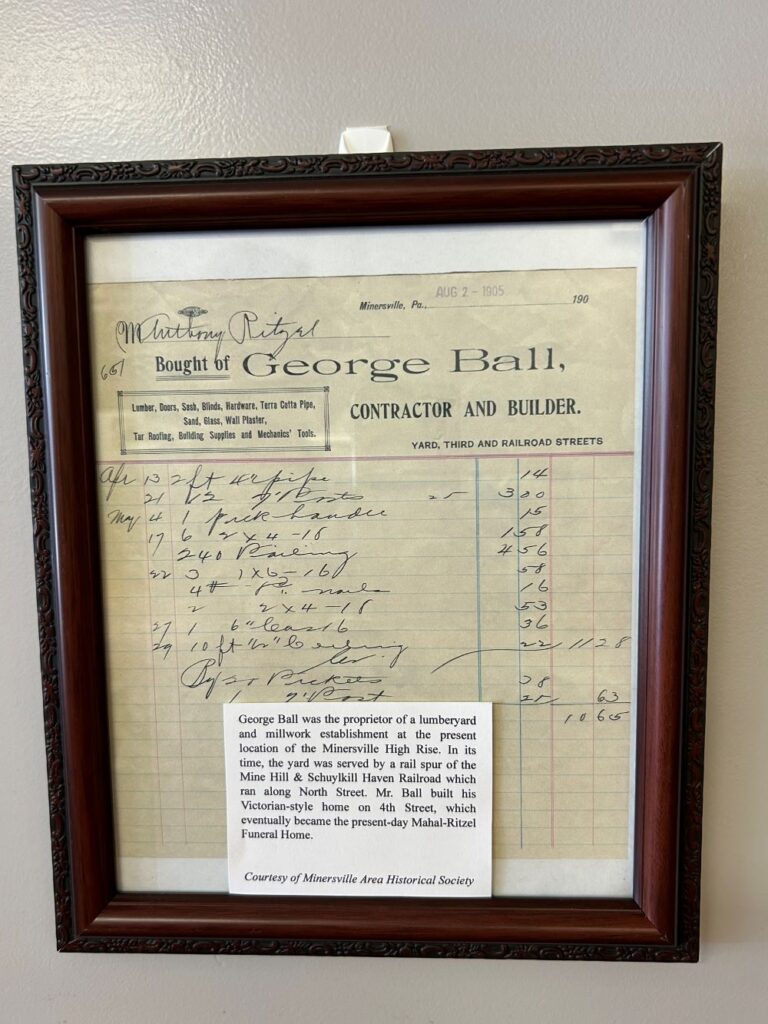 August 2, 1905, Page from a Historical Ledger of Contractor and Builder, George Ball, depicting building supplier purchased.