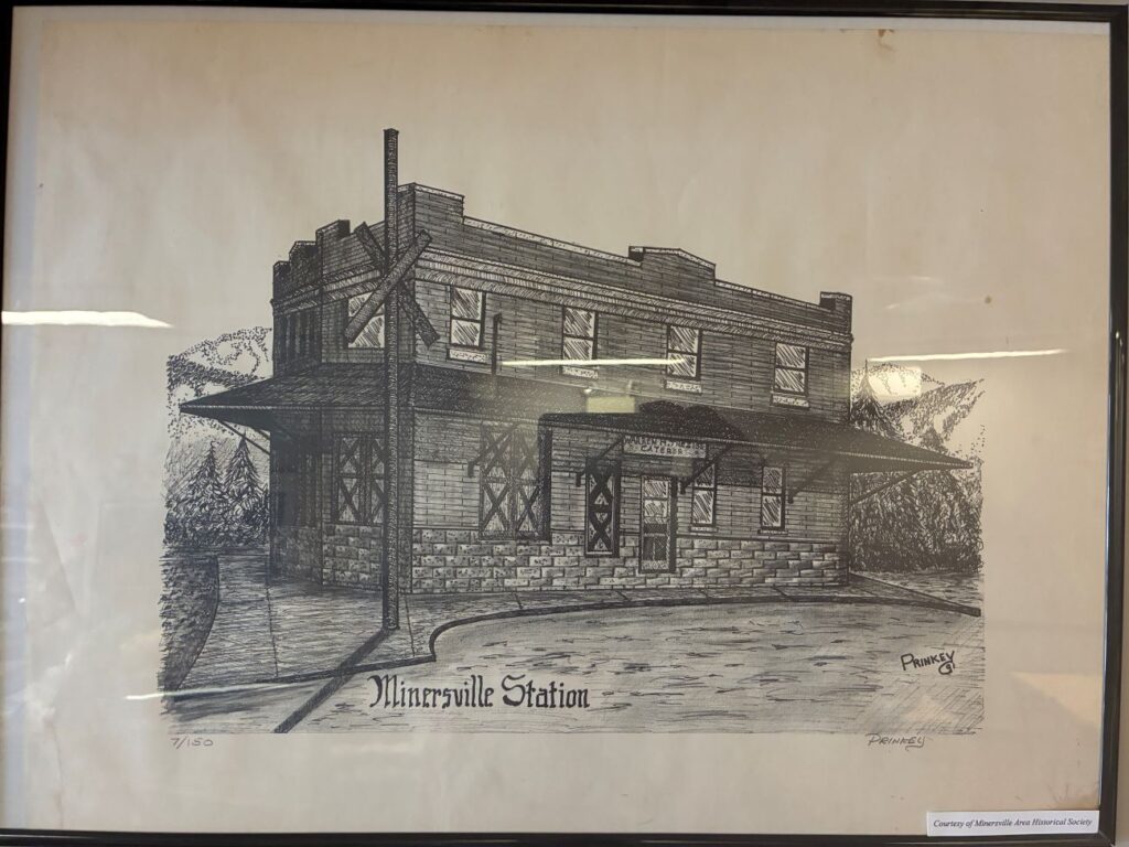 Authentic Historical Photo by Pencil Rendering of the Minersville Rail Station.