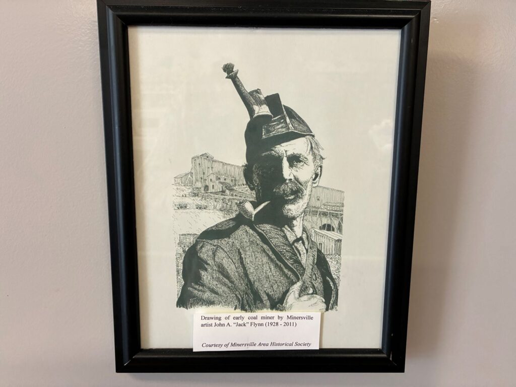 Drawing by Jack Flynn of a Coal Miner.
