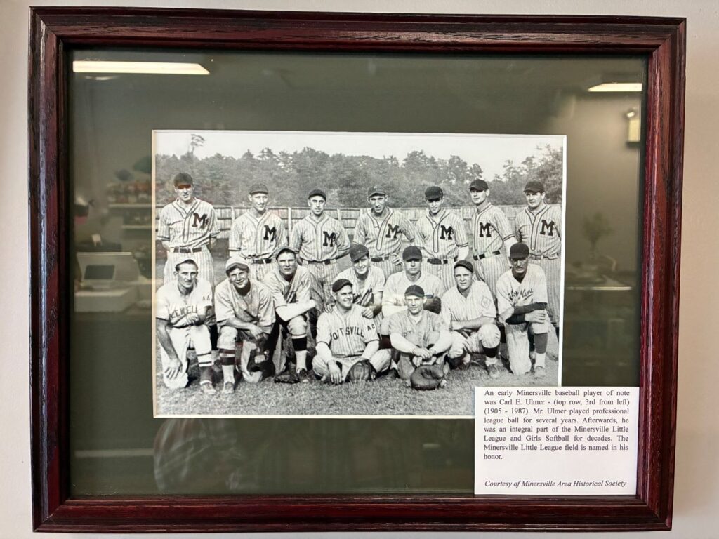Historical Photo of Early 20th Century Minersville Baseball Team including professional baseball player Carl E. Ulmer.