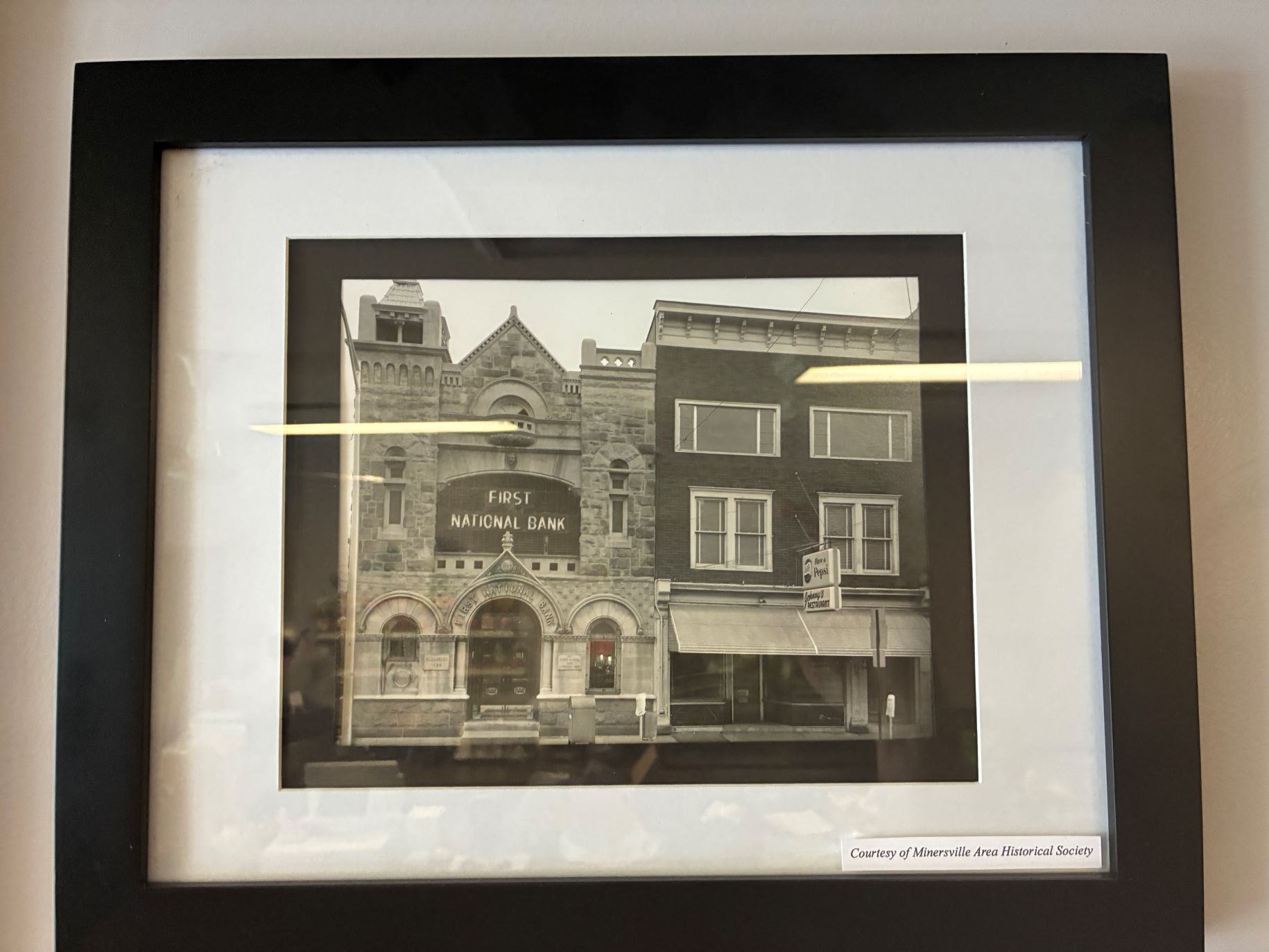 Historical Photo of the First National Bank in Minersville, PA.