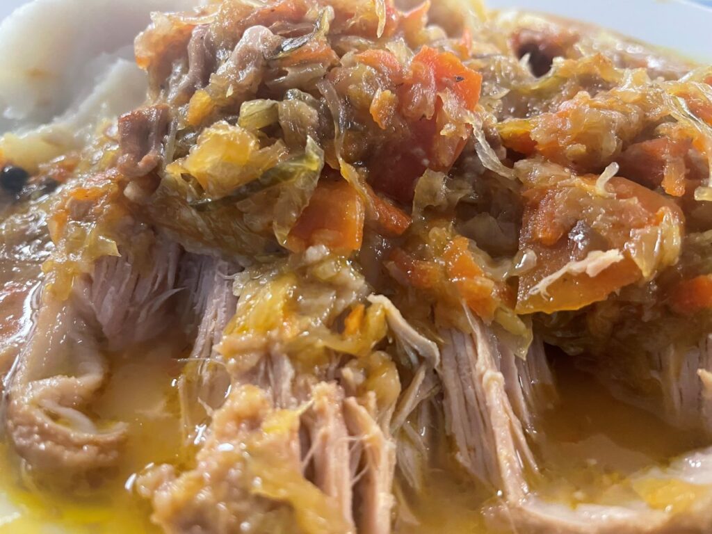 Kat's Homemade Pork and House Sauerkraut Meal.