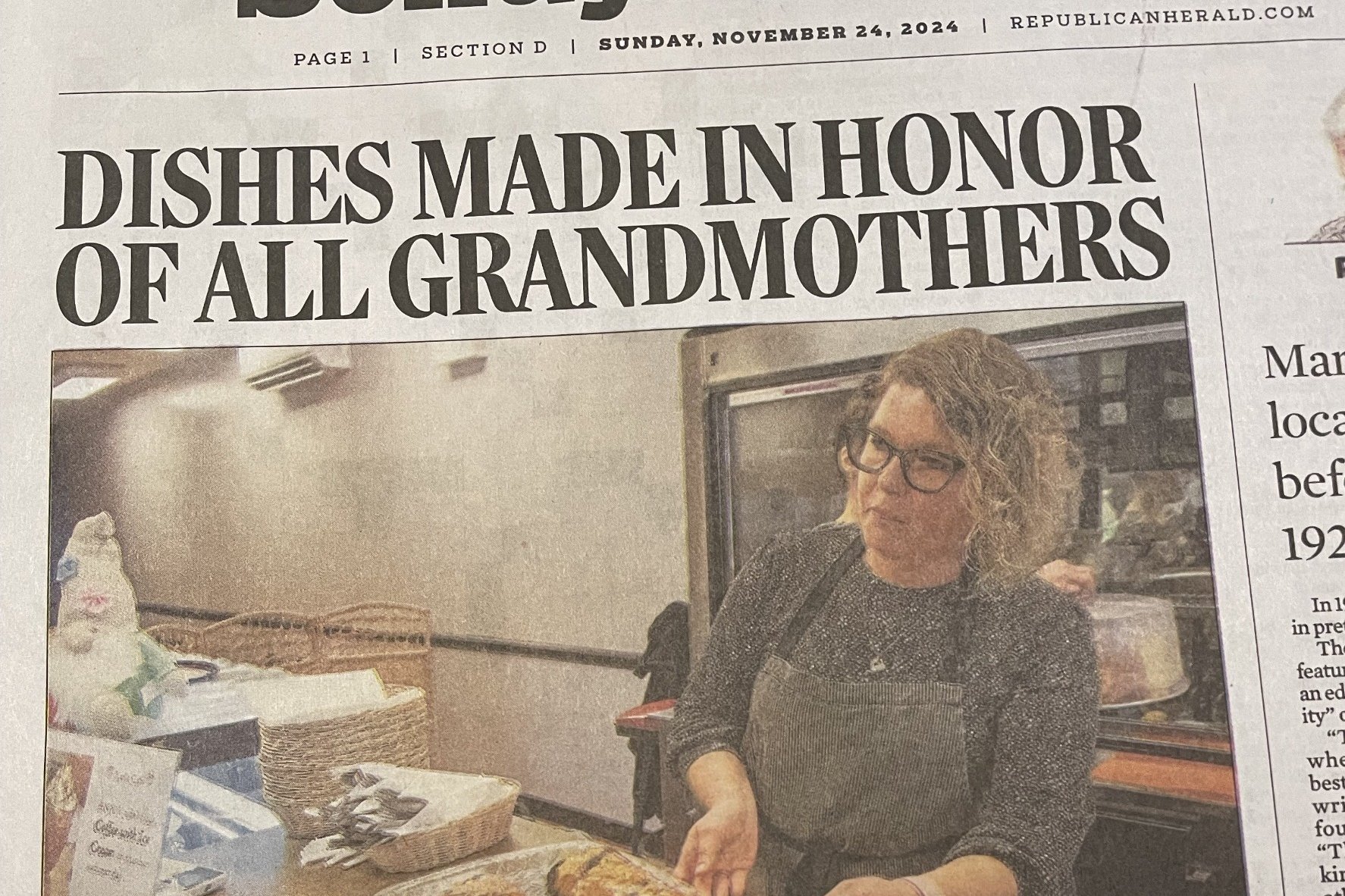 Newspaper feature highlighting Kat’s Café & Restaurant and its traditional Polish recipes dating back centuries.