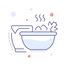 Illustration of a steaming bowl and measuring cup representing scratch home-cooking.