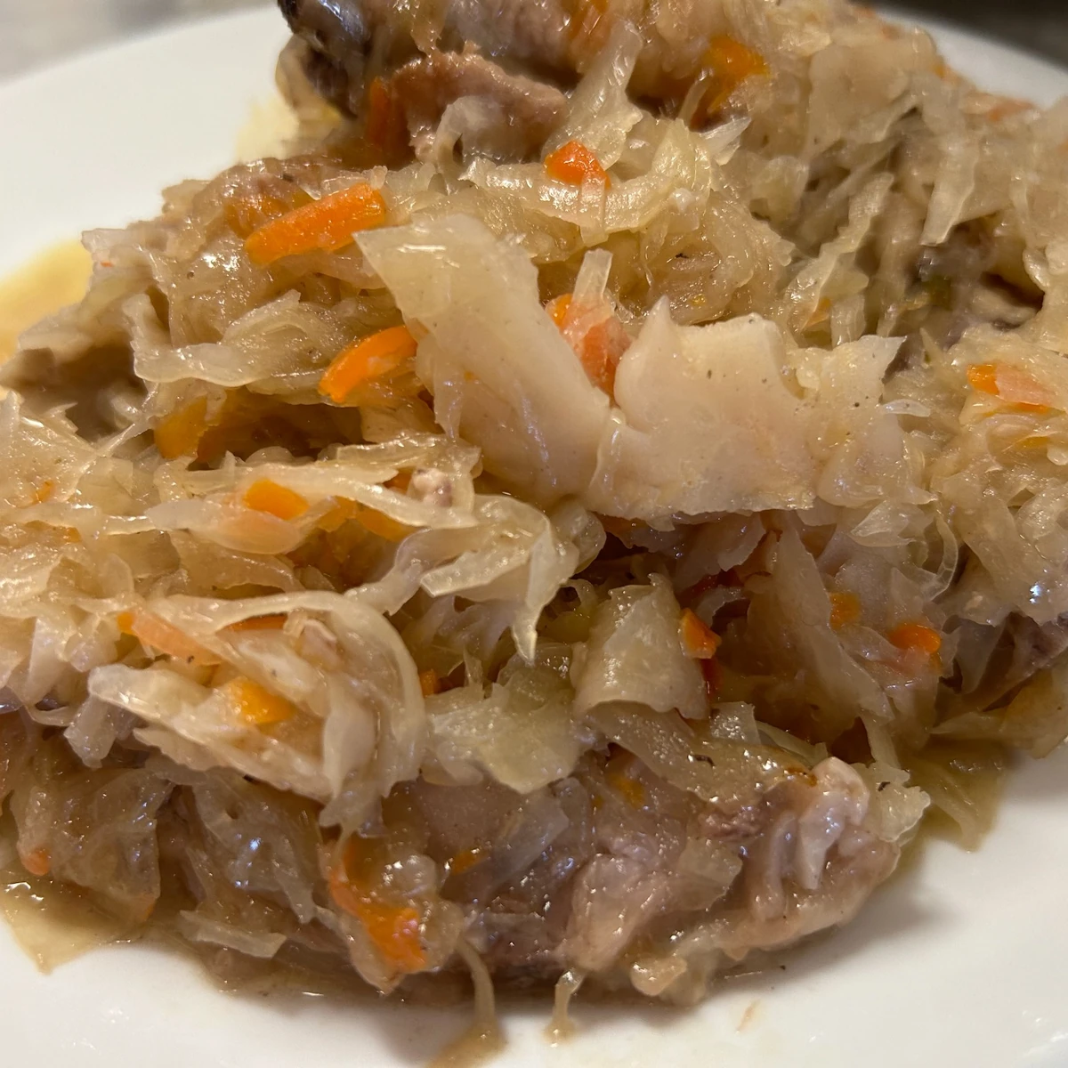Tangy pork and sauerkraut served with mashed potatoes at Kat’s Café & Restaurant.