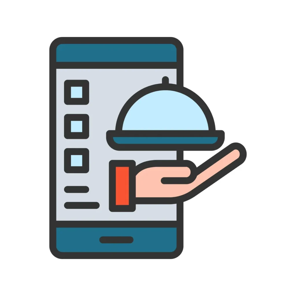Smartphone icon representing takeout and online food ordering.