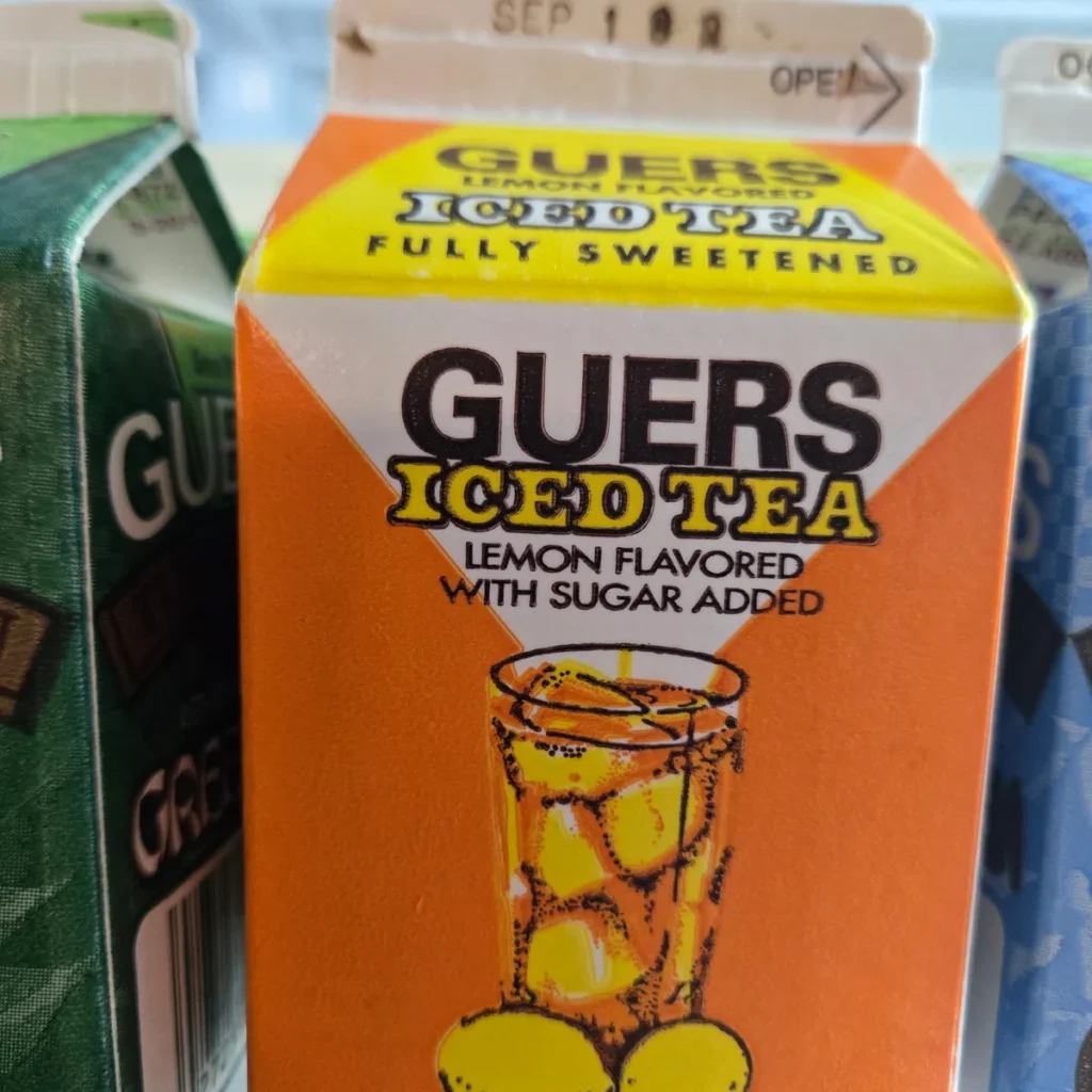 Close-up of Guers lemon iced tea available at Kat's.