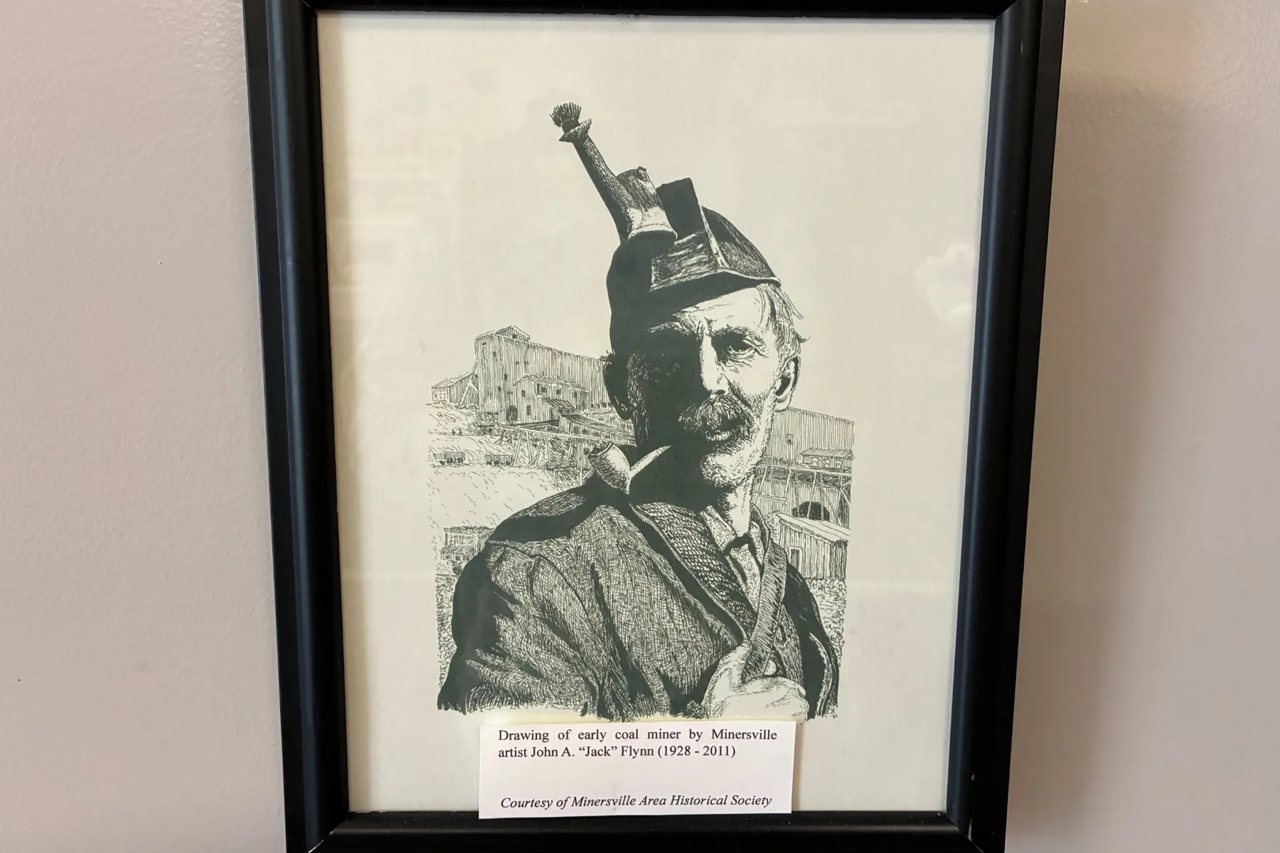 Jack Flynn drawing of an early coal miner.