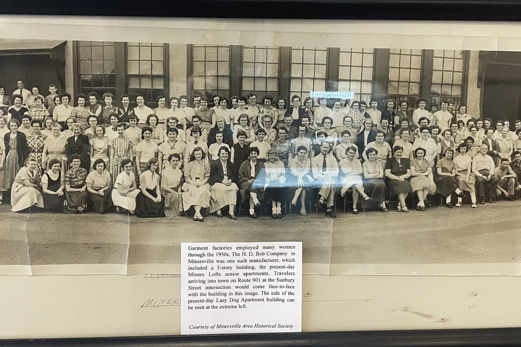 1950s garment workers outside the H.D. Bob Company factory in Minersville.