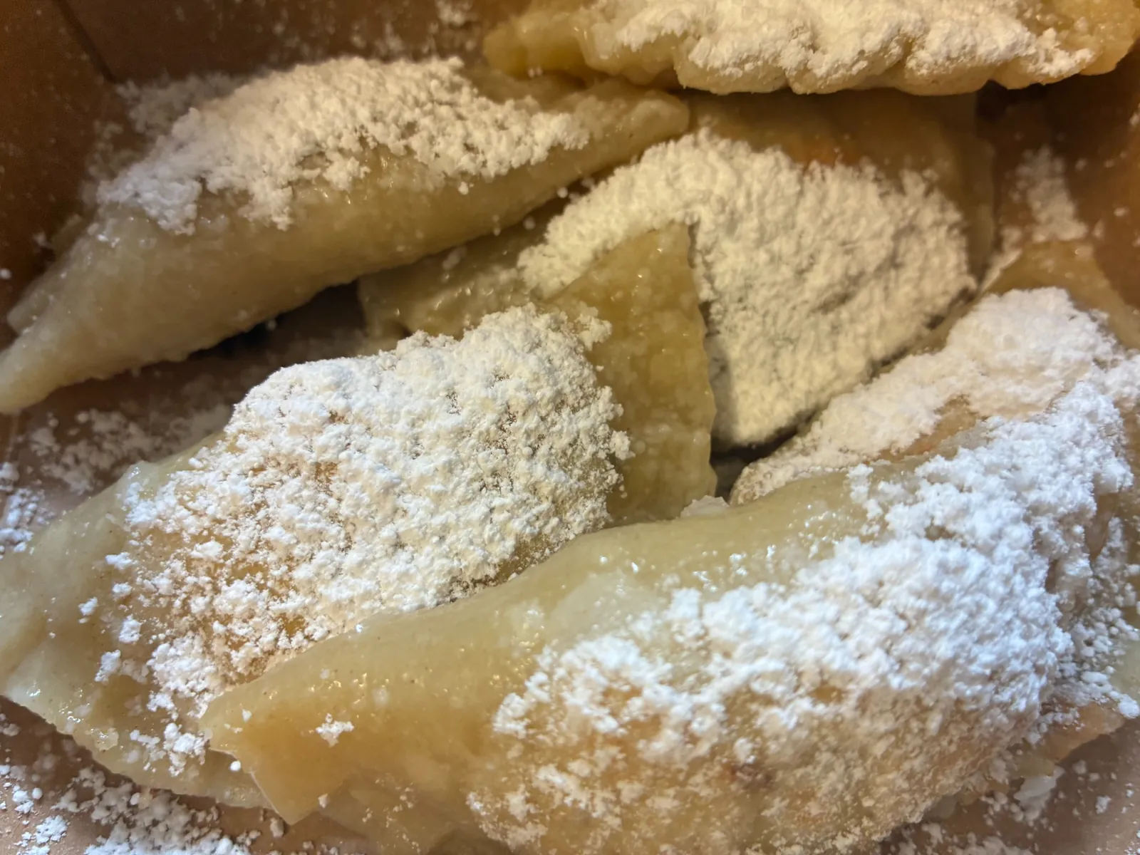 Sweet prune pierogies dusted with powdered sugar at Kat’s Café & Restaurant.