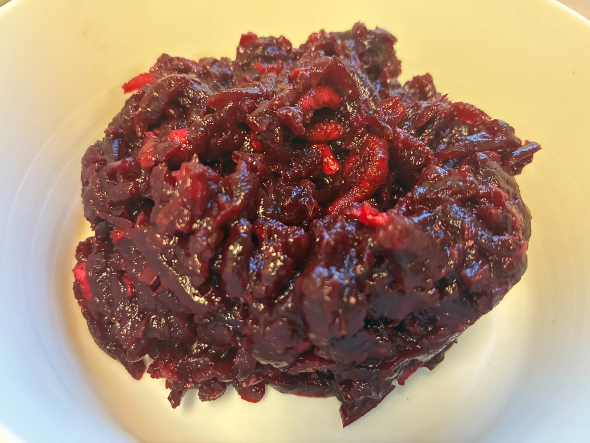 Bowl of shredded beet side salad at Kat’s Café & Restaurant.