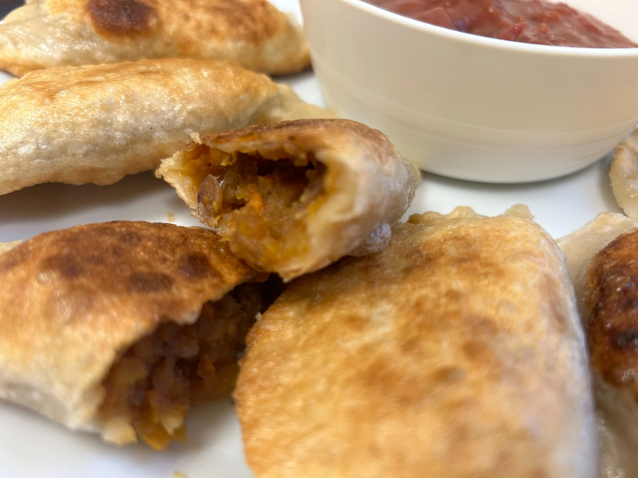 Pan-fried Pilgrims Pierogies at Kat’s Café & Restaurant with homemade seasonal harvest filling and cranberry dip.